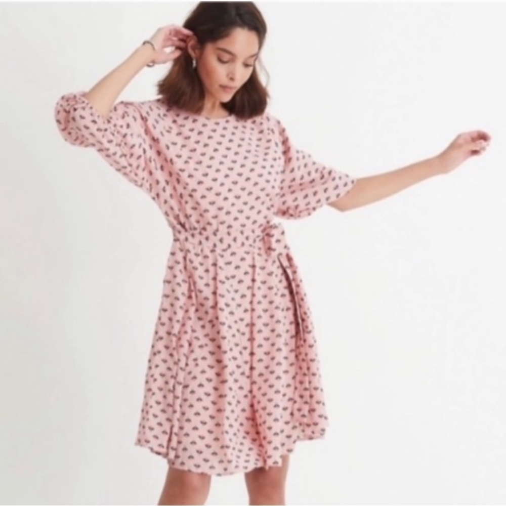 Ann Taylor Floral Dress Medium Pink